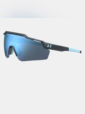 NWT - Under Armour Level Up Mirror Black Frame Blue Lens Unisex Sunglasses